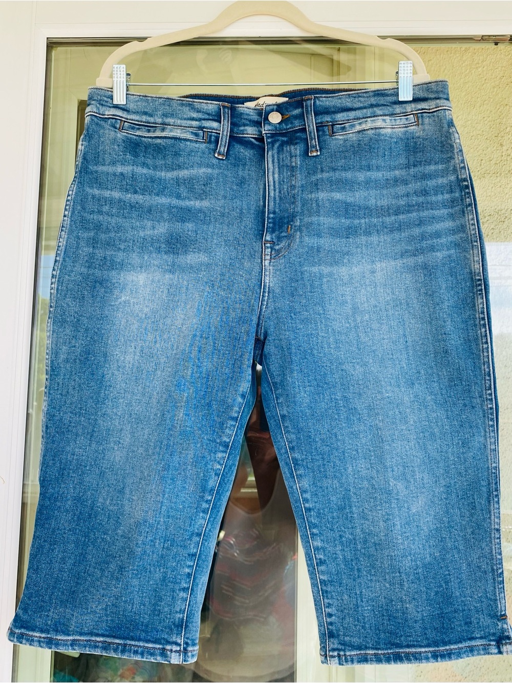 Madewell High Rise Long Denim Bermuda Shorts Size 32